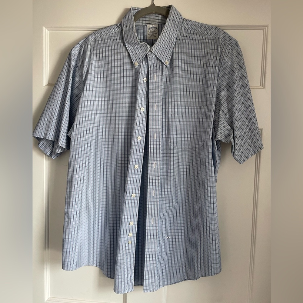 Brooks Brothers Blue Plaid Short Sleeve Shirt
